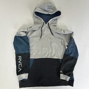 RVCA Men's Two-Tone Gray & Blue Pullover Hoodie